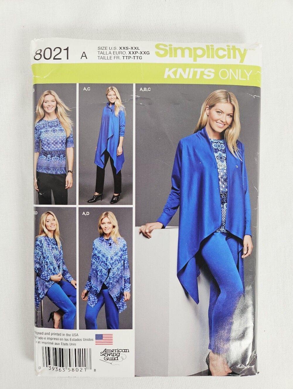 Simplicity 8021 Knit Wardrobe Pattern Cardigan Top Pants XXS-XXL Uncut 2015